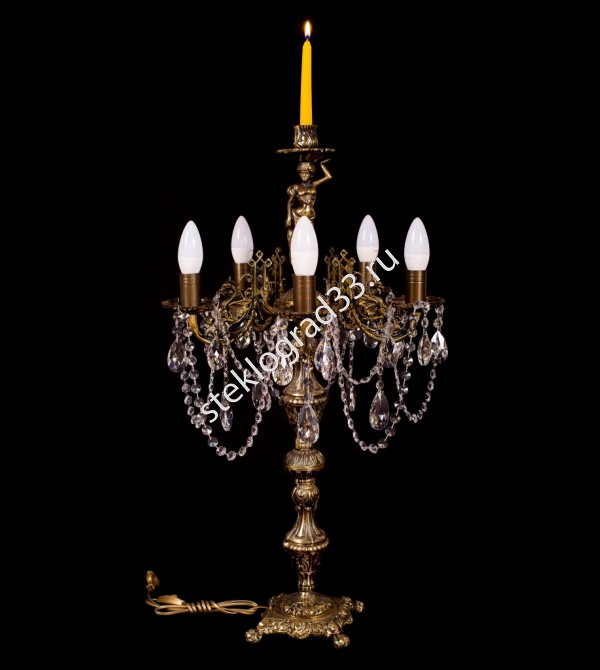 Настольная лампа бронза 5 ламп, подвес журавлик